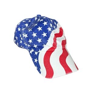 VINTAGE USA Hat Cap Strapback One Size Red White Blue Adjustable Embroidered Men